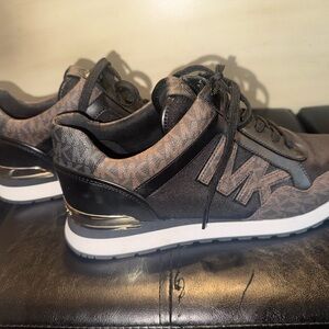 Michael Kors Black and Brown Athletic Shoes with Suede and Textile